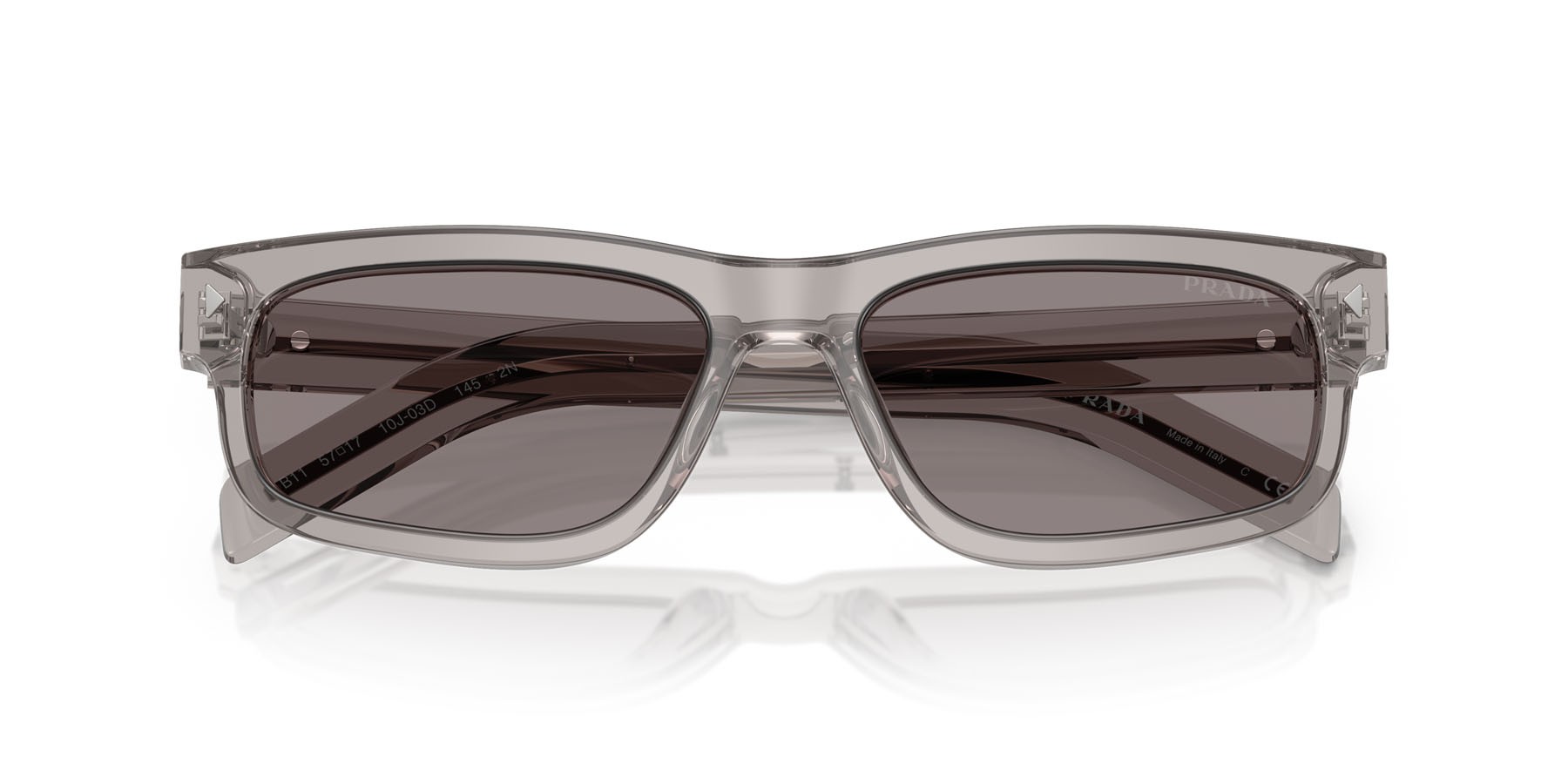 Occhiali da sole Prada PR B11S (10J03D) colore hematite forma rettangolare lenti grigio
