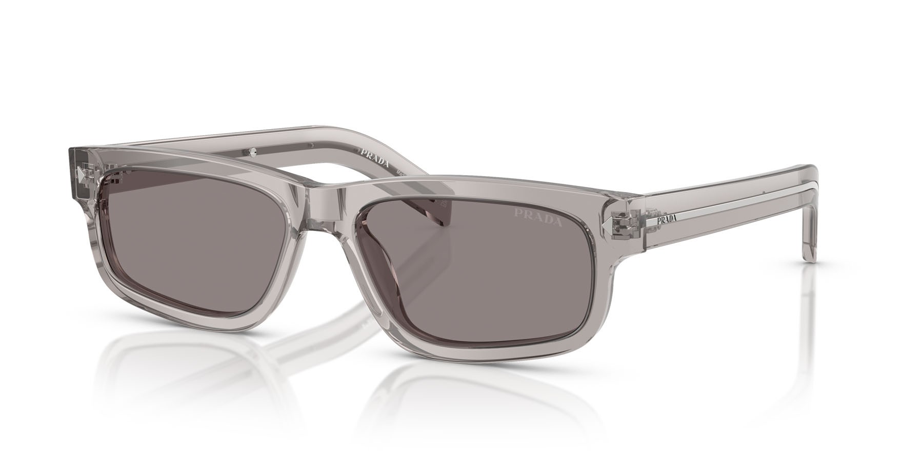 Occhiali da sole Prada PR B11S (10J03D) colore hematite forma rettangolare lenti grigio
