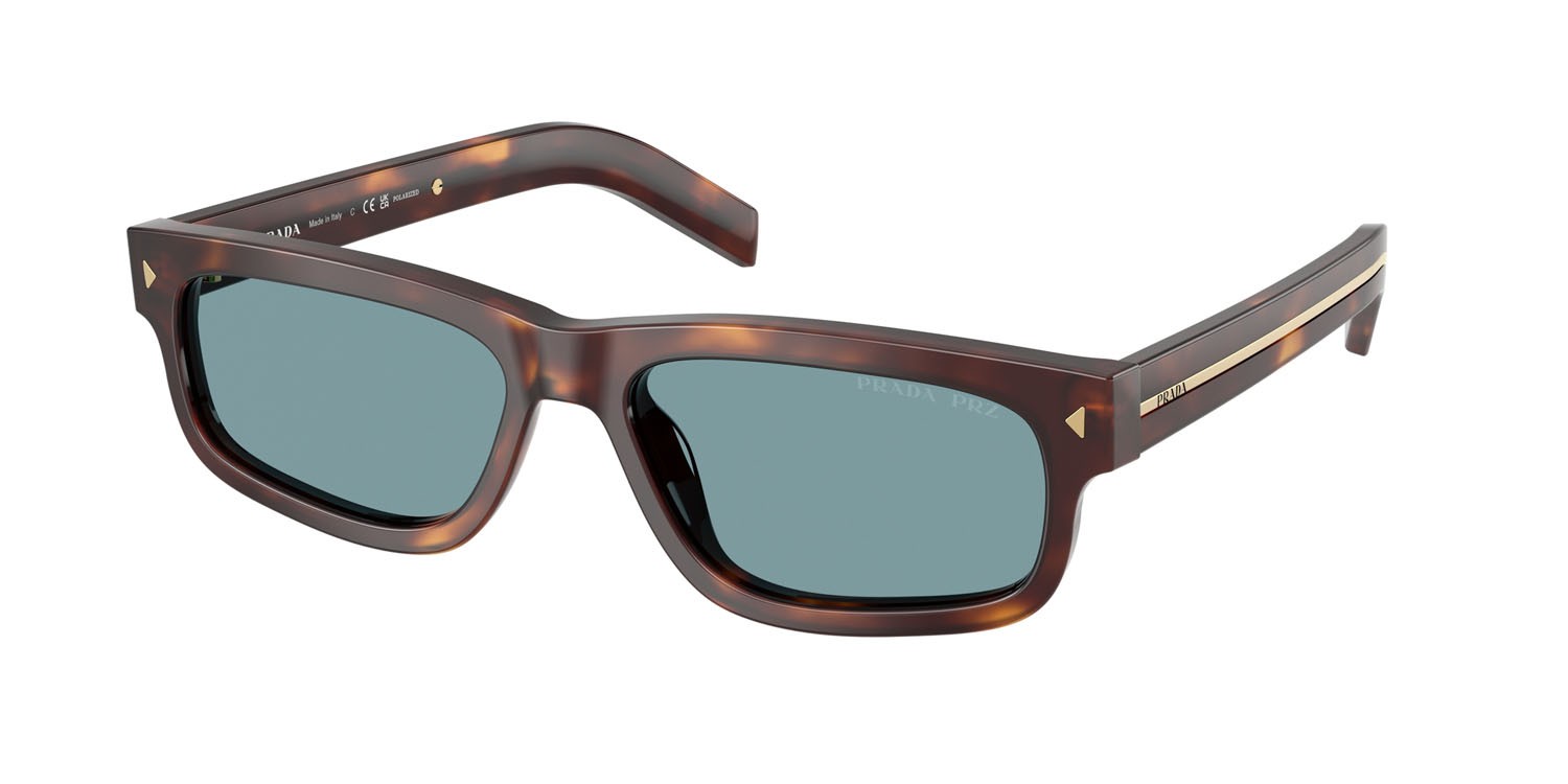 Occhiali da sole Prada PR B11S (15W04D) colore tartarugato classico forma rettangolare lenti polar verde