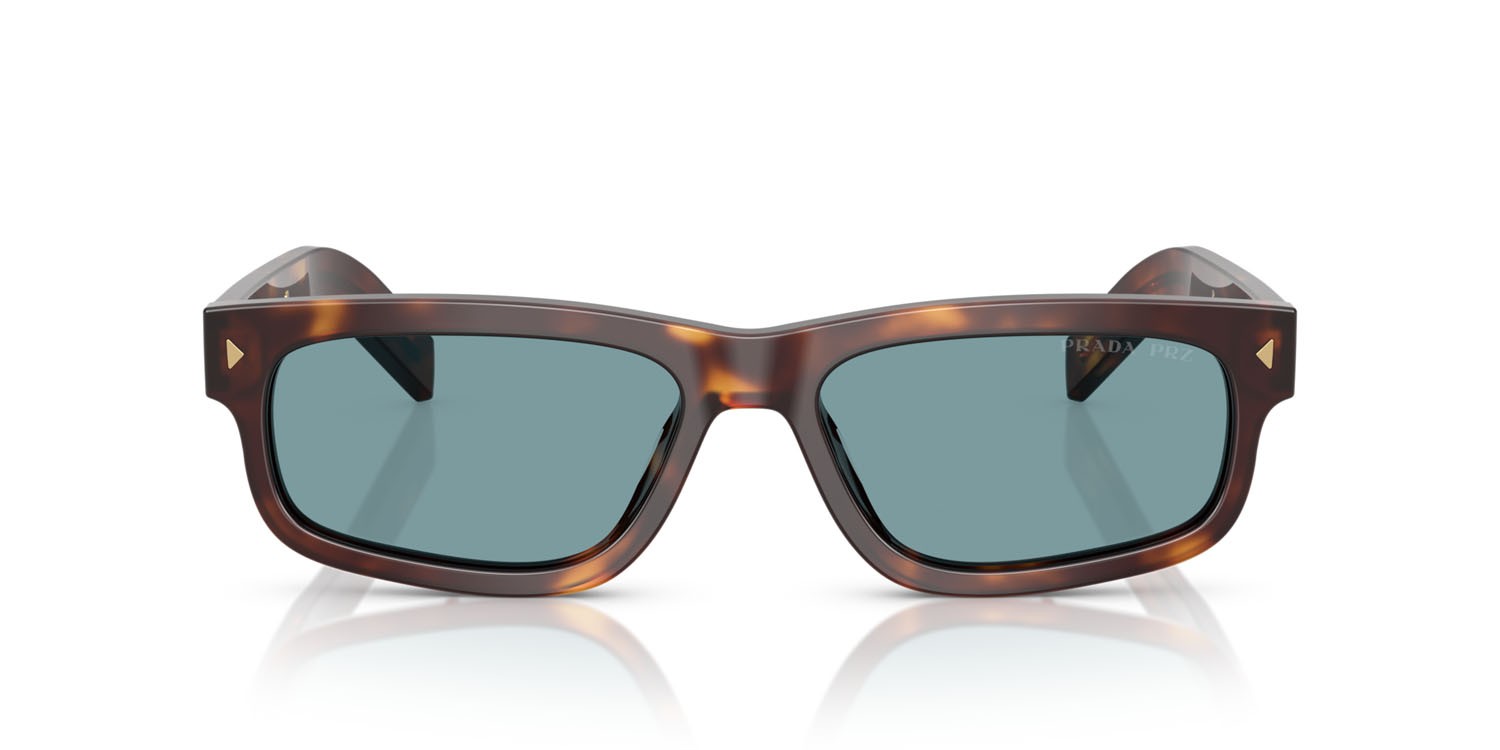 Occhiali da sole Prada PR B11S (15W04D) colore tartarugato classico forma rettangolare lenti polar verde