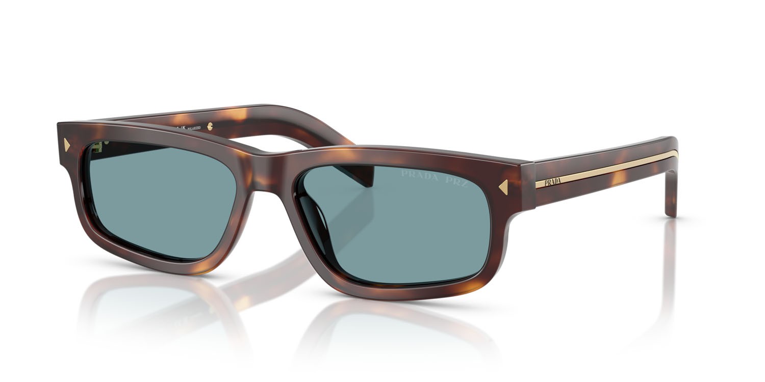 Occhiali da sole Prada PR B11S (15W04D) colore tartarugato classico forma rettangolare lenti polar verde