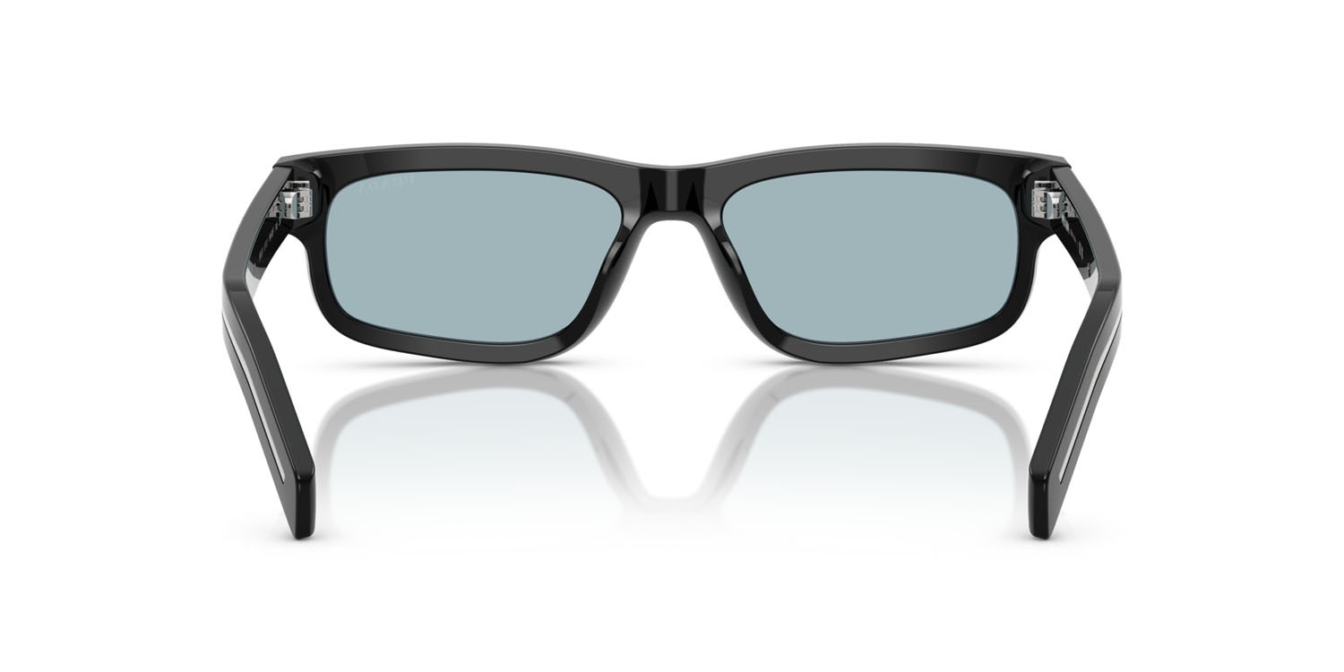 Occhiali da sole Prada PR B11S (16K60P) colore nero forma rettangolare lenti blu vintage