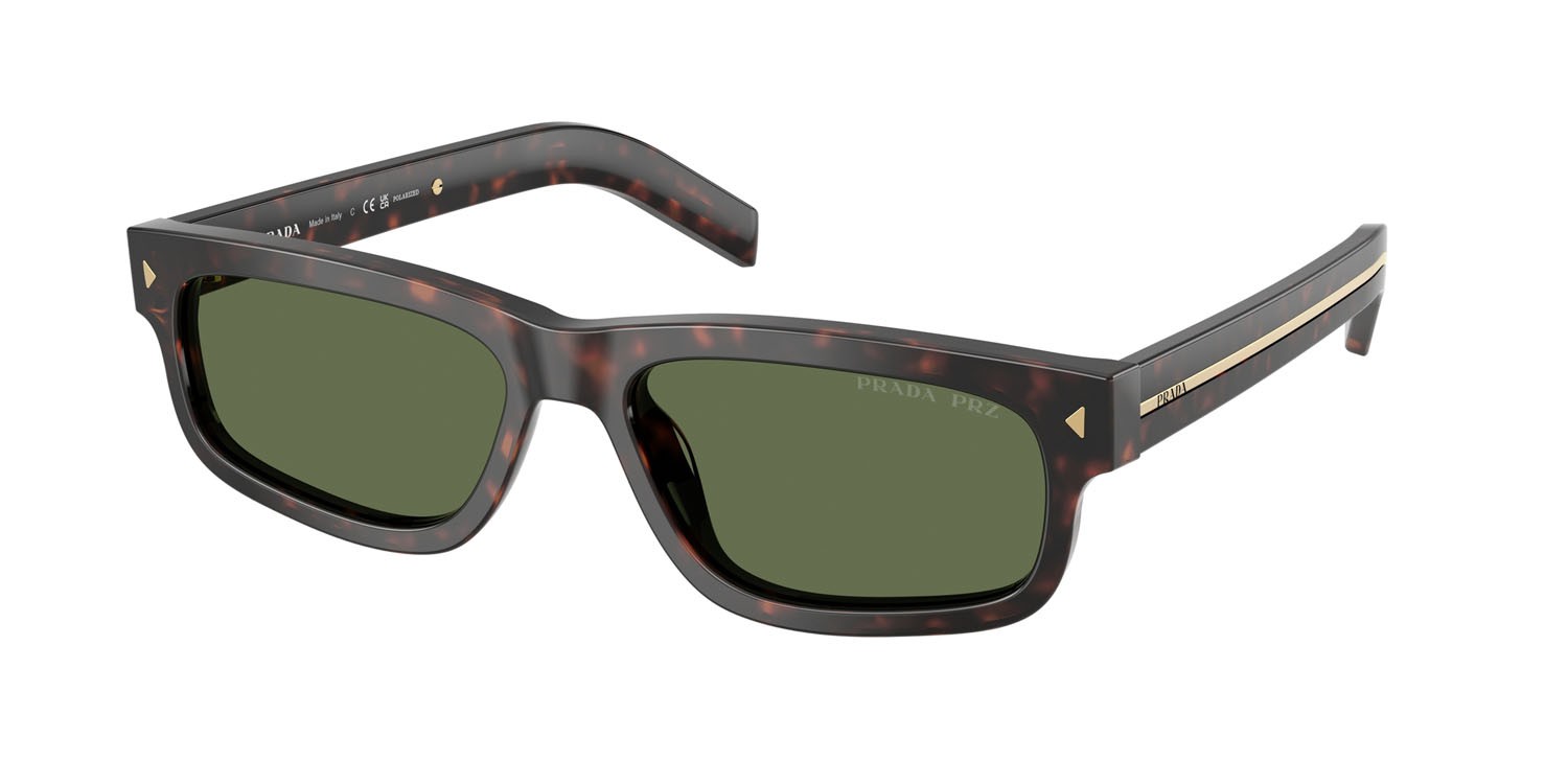 Sunglasses Prada PR B11S (17N20G) color root tartarugato shape rectangle lenses polar verde