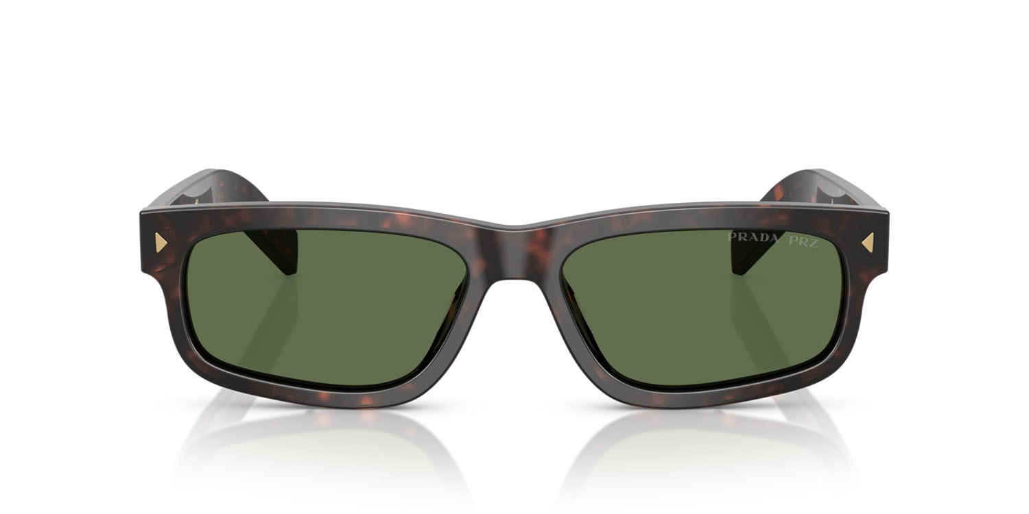 Sunglasses Prada PR B11S (17N20G) color root tartarugato shape rectangle lenses polar verde