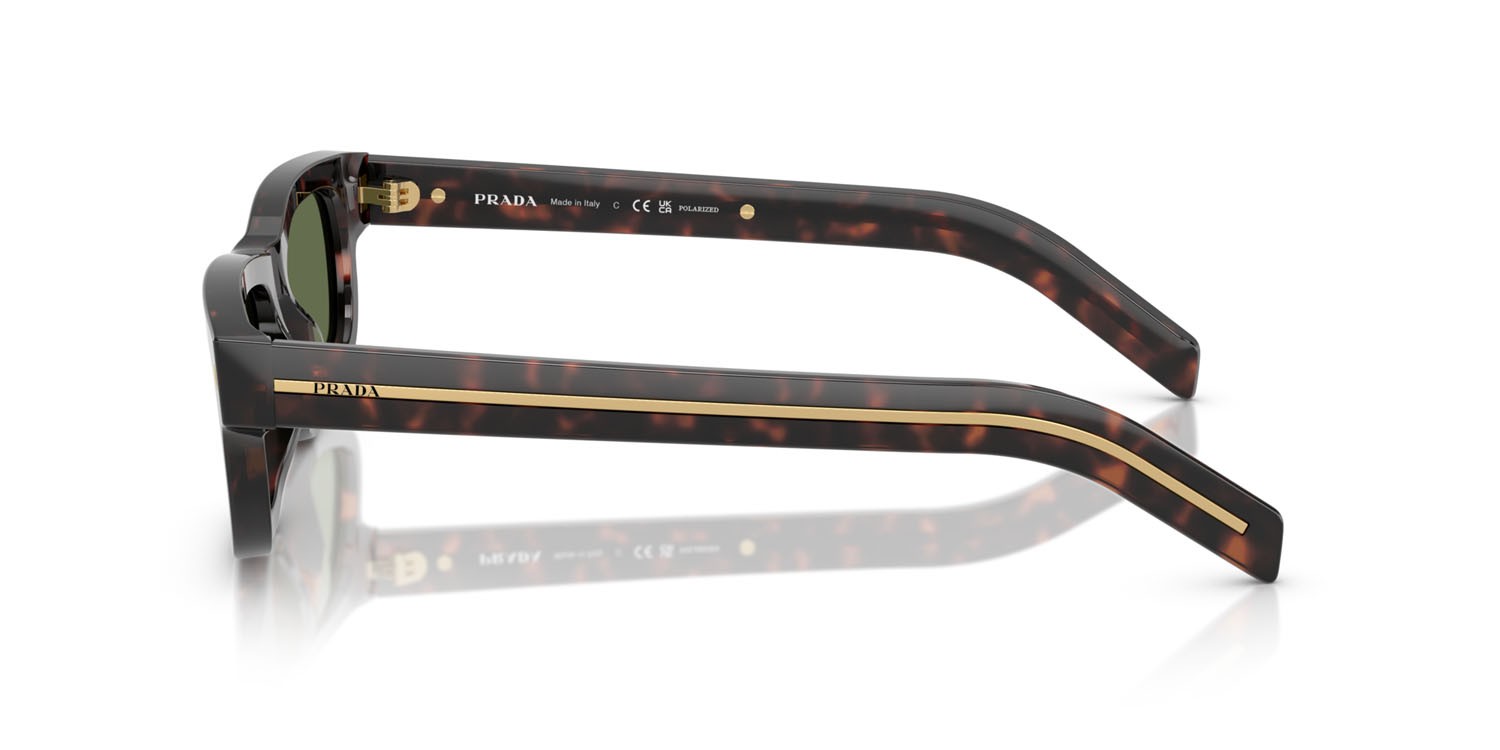 Sunglasses Prada PR B11S (17N20G) color root tartarugato shape rectangle lenses polar verde