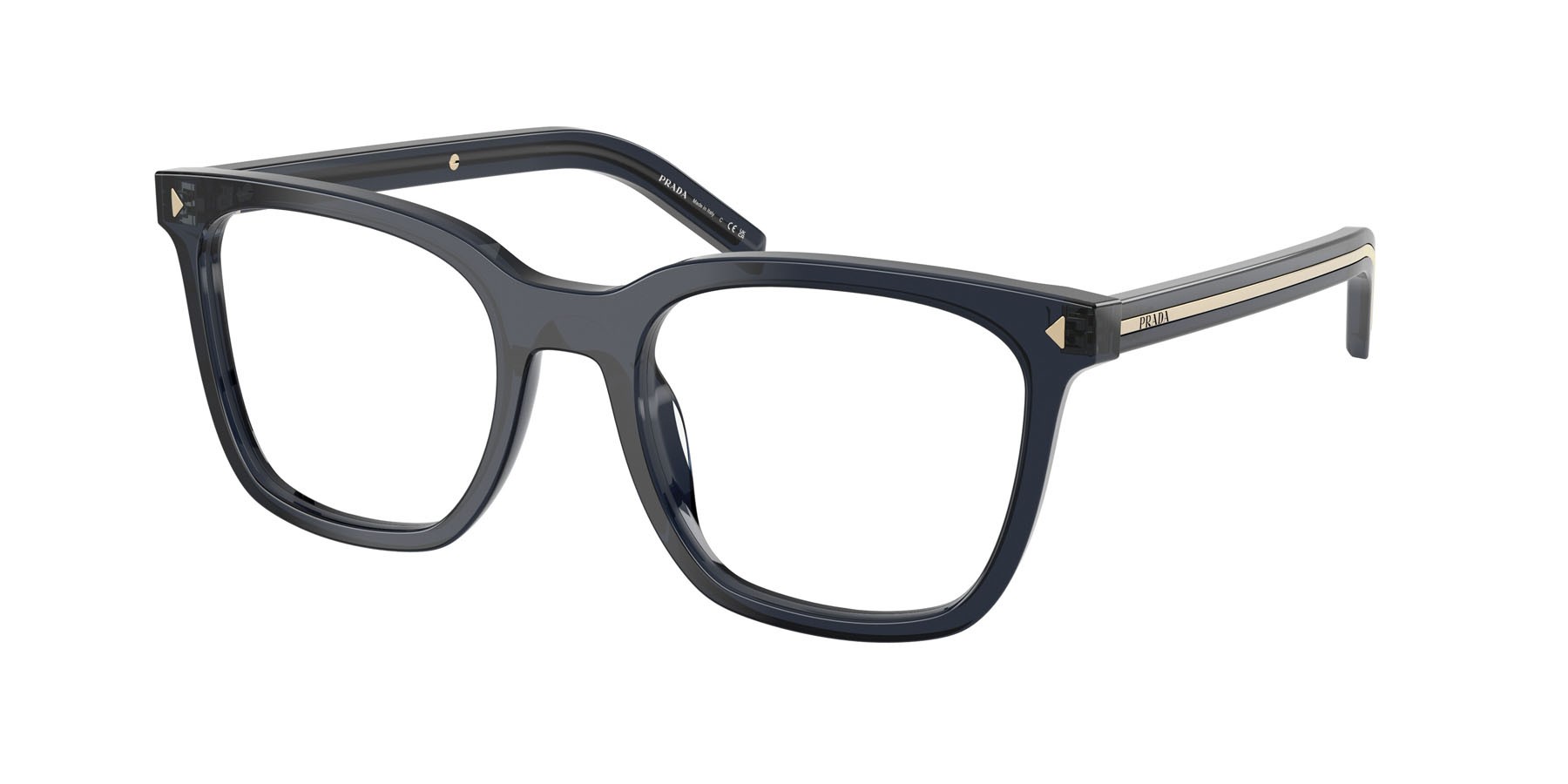 Eyeglasses Prada PR B11V (08Q1O1) color cristallo blu shape square lenses lente demo