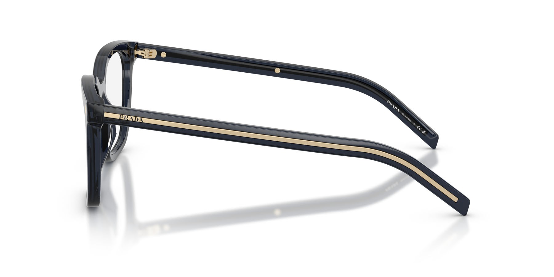Eyeglasses Prada PR B11V (08Q1O1) color cristallo blu shape square lenses lente demo
