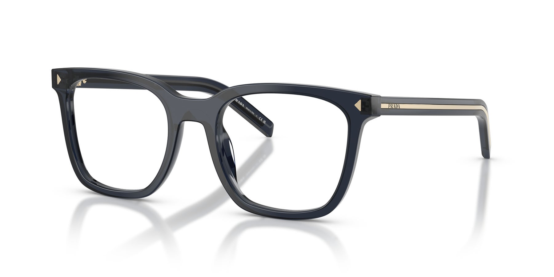 Eyeglasses Prada PR B11V (08Q1O1) color cristallo blu shape square lenses lente demo