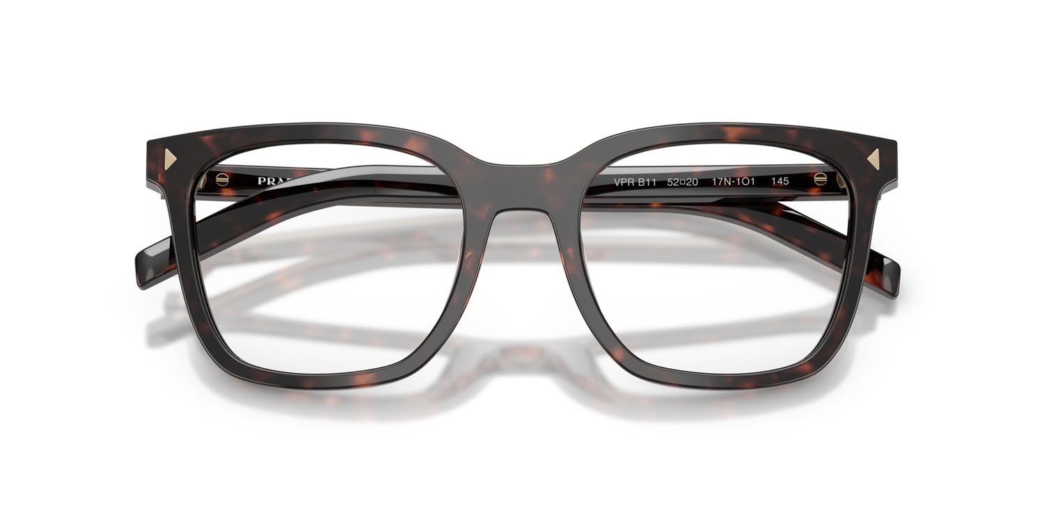 Eyeglasses Prada PR B11V (17N1O1) color root tartarugato shape square lenses lente demo