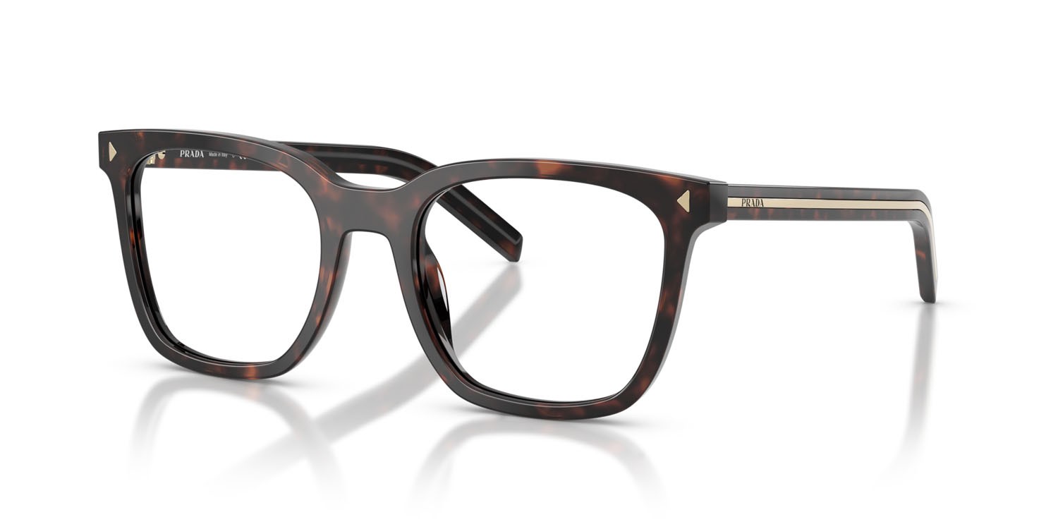 Eyeglasses Prada PR B11V (17N1O1) color root tartarugato shape square lenses lente demo