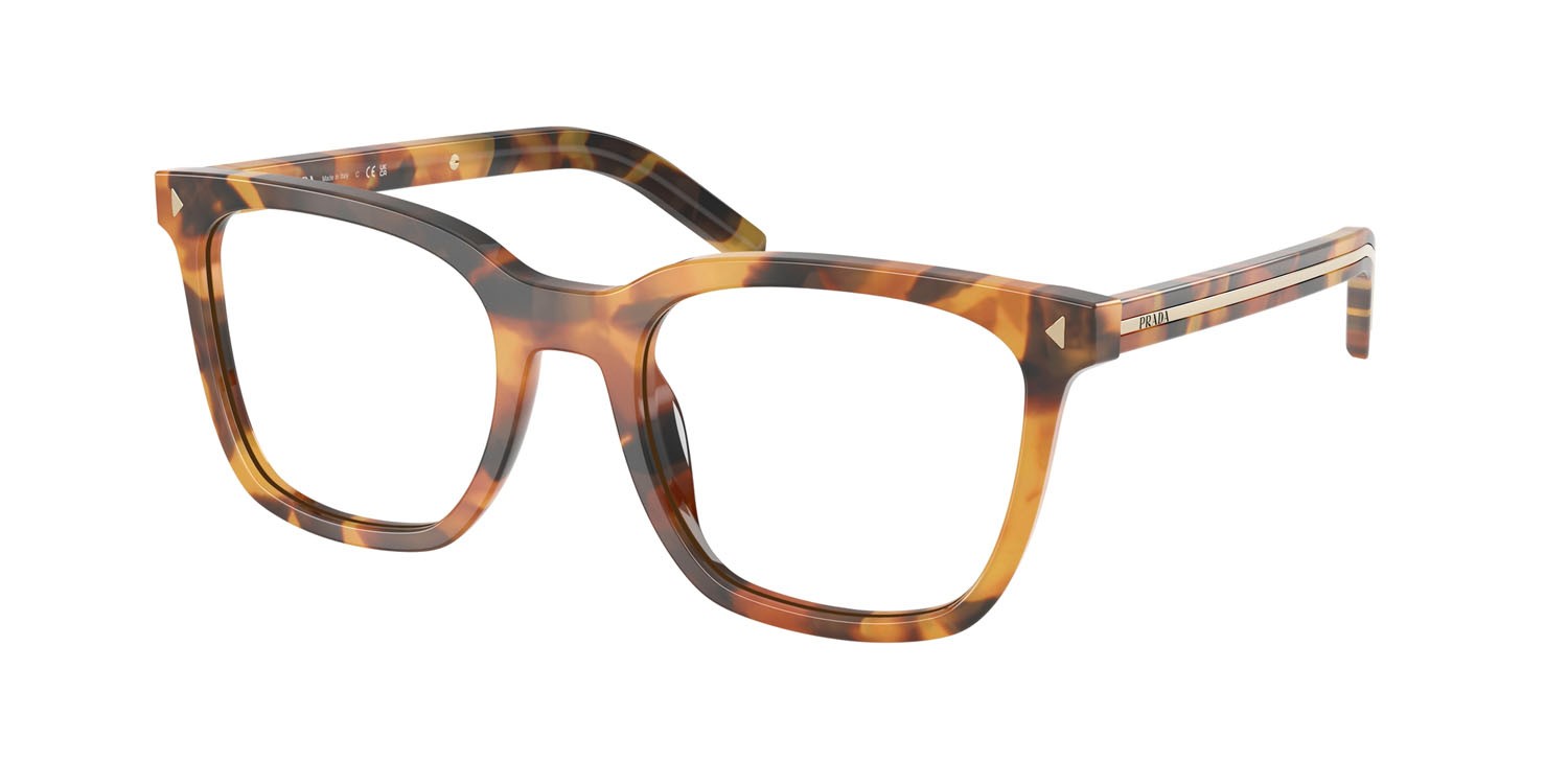 Eyeglasses Prada PR B11V (29C1O1) color tortoise cannella shape square lenses lente demo