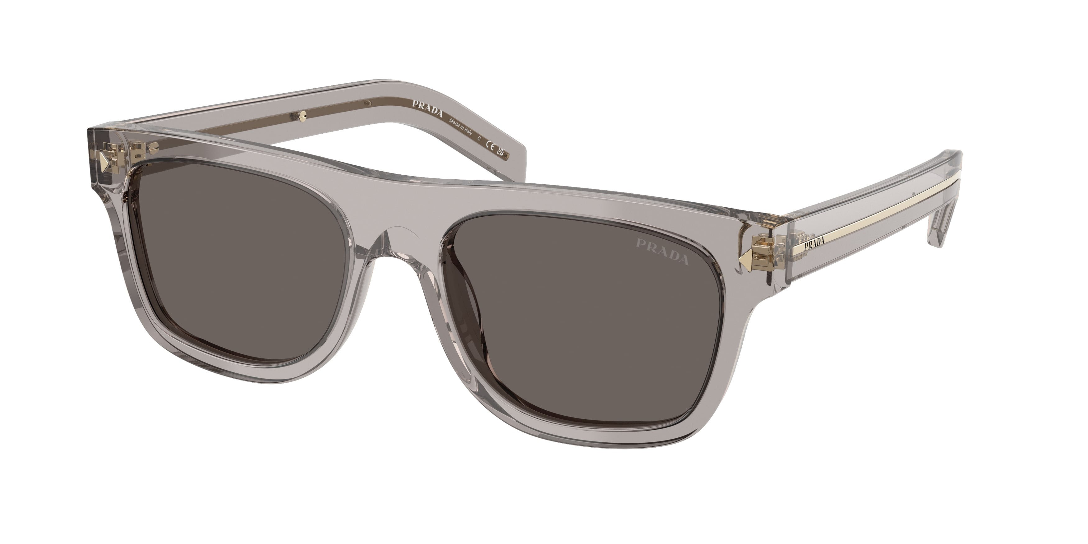 Occhiali da sole Prada PR B12S (10J70Z) colore hematite forma quadrato lenti grigio scuro
