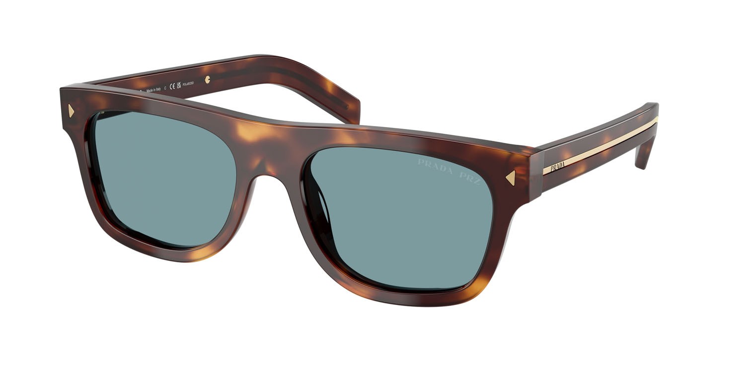 Occhiali da sole Prada PR B12S (15W04D) colore tartarugato classico forma quadrato lenti polar verde