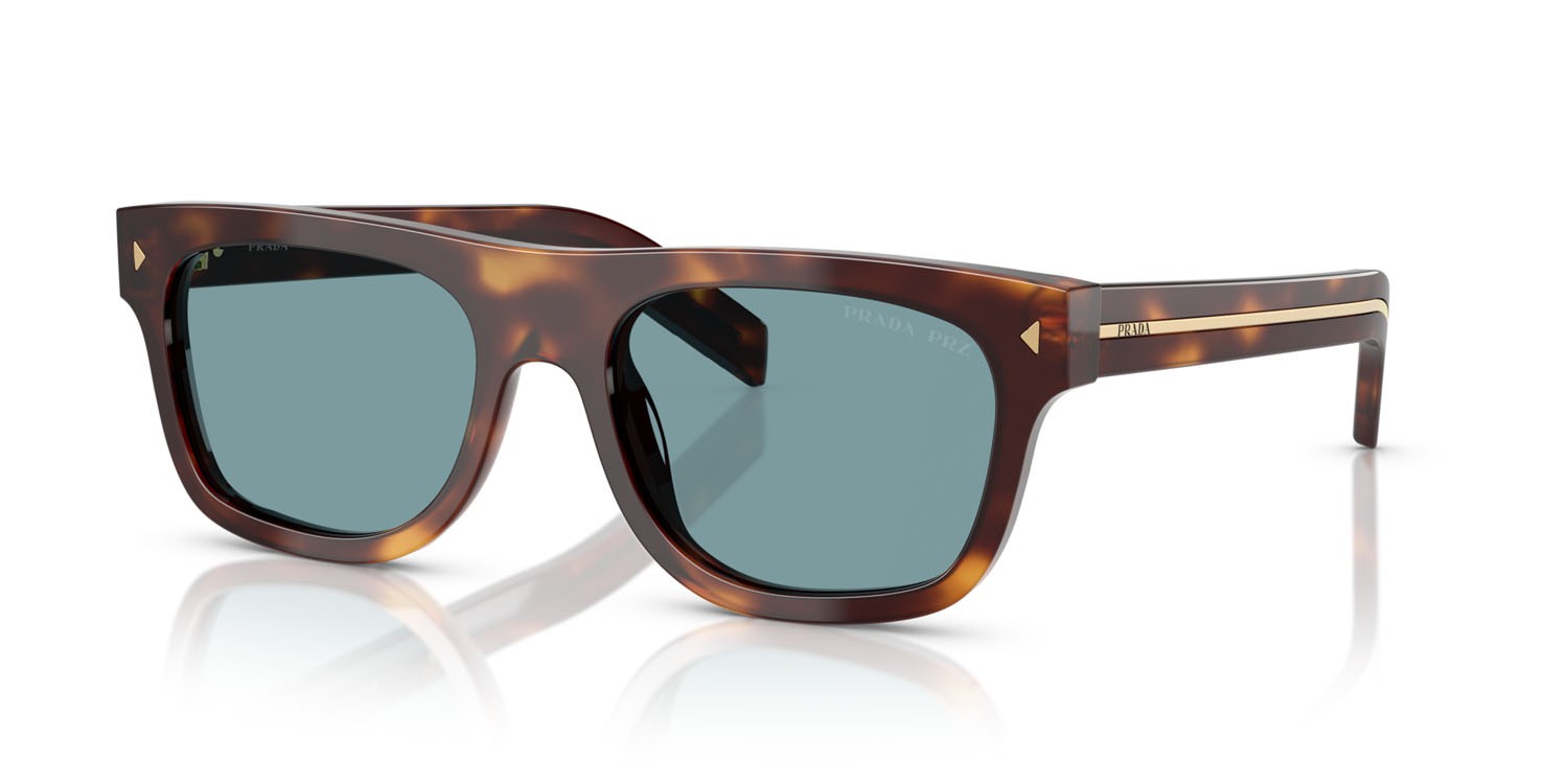 Occhiali da sole Prada PR B12S (15W04D) colore tartarugato classico forma quadrato lenti polar verde