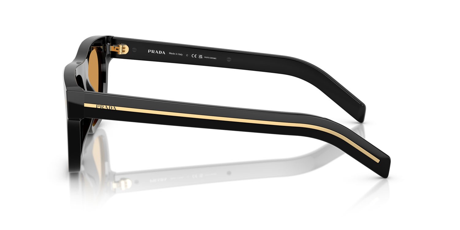Occhiali da sole Prada PR B12S (16K60F) colore nero forma quadrato lenti fotocromatica marrone