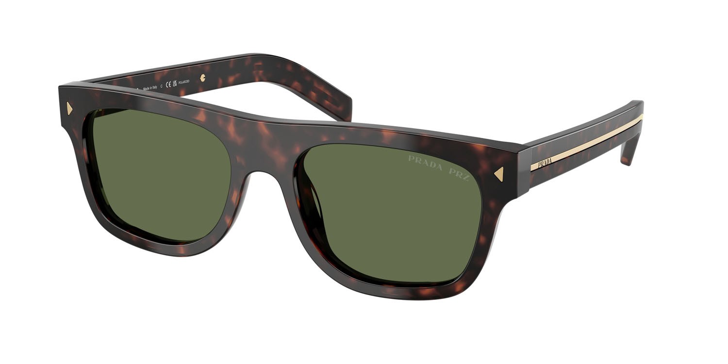 Occhiali da sole Prada PR B12S (17N20G) colore root tartarugato forma quadrato lenti polar verde