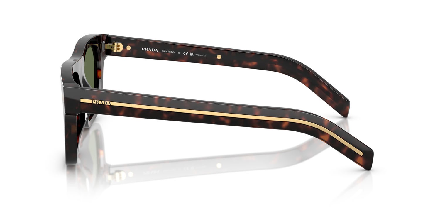 Occhiali da sole Prada PR B12S (17N20G) colore root tartarugato forma quadrato lenti polar verde
