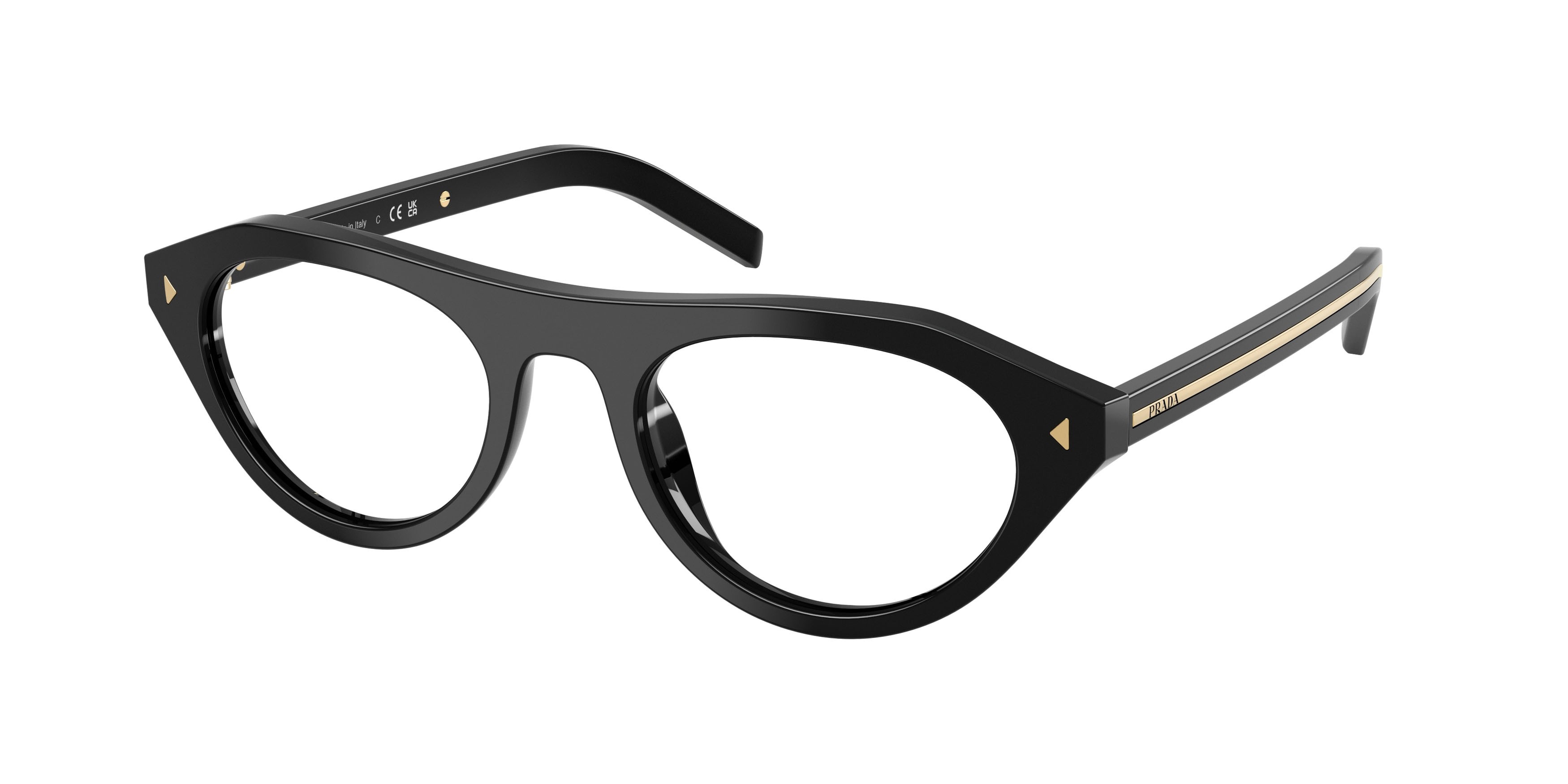 Sunglasses Prada PR B15S (16K60K) color nero shape irregular lenses filtro per luce blu-viola