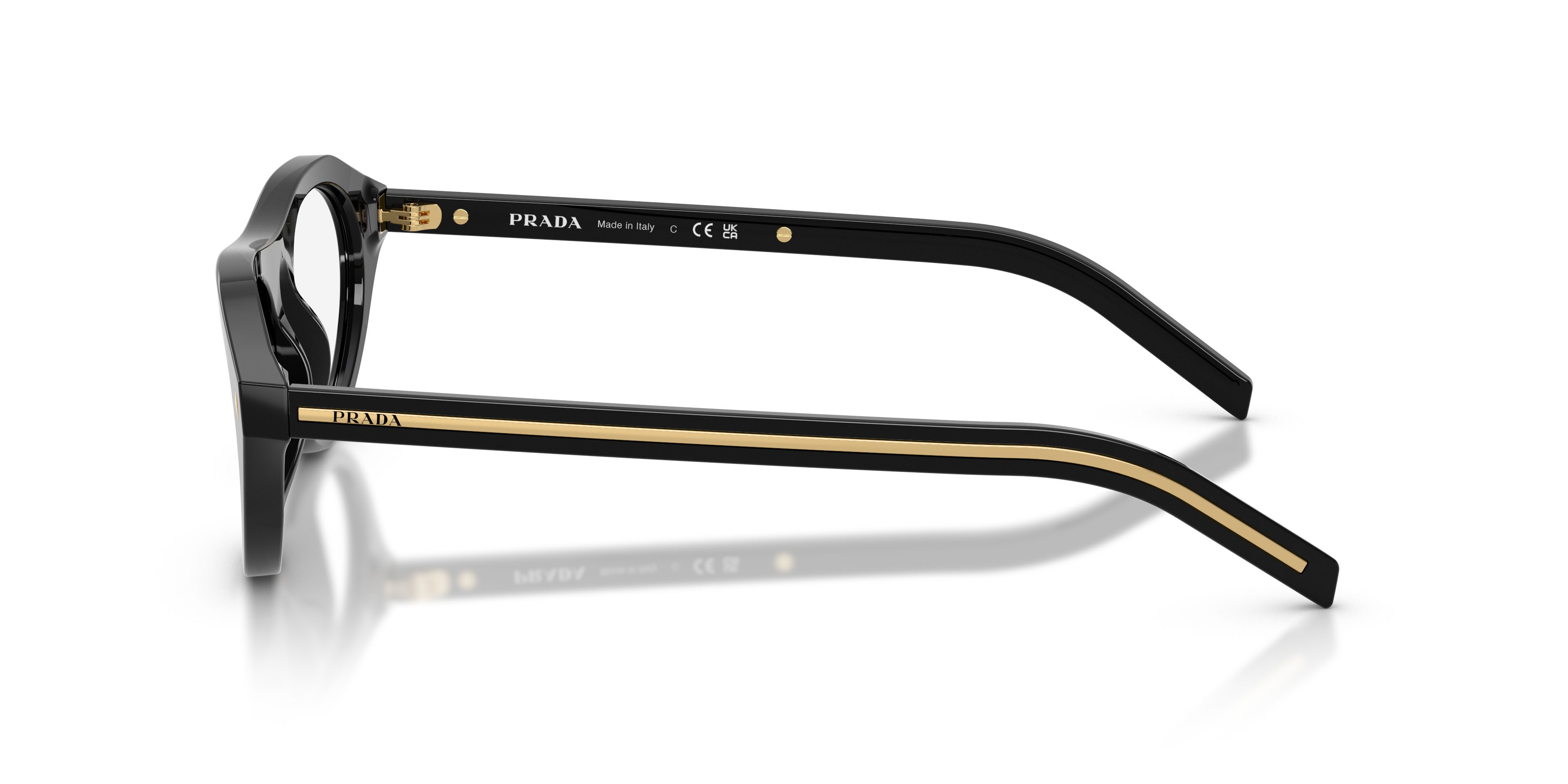 Sunglasses Prada PR B15S (16K60K) color nero shape irregular lenses filtro per luce blu-viola