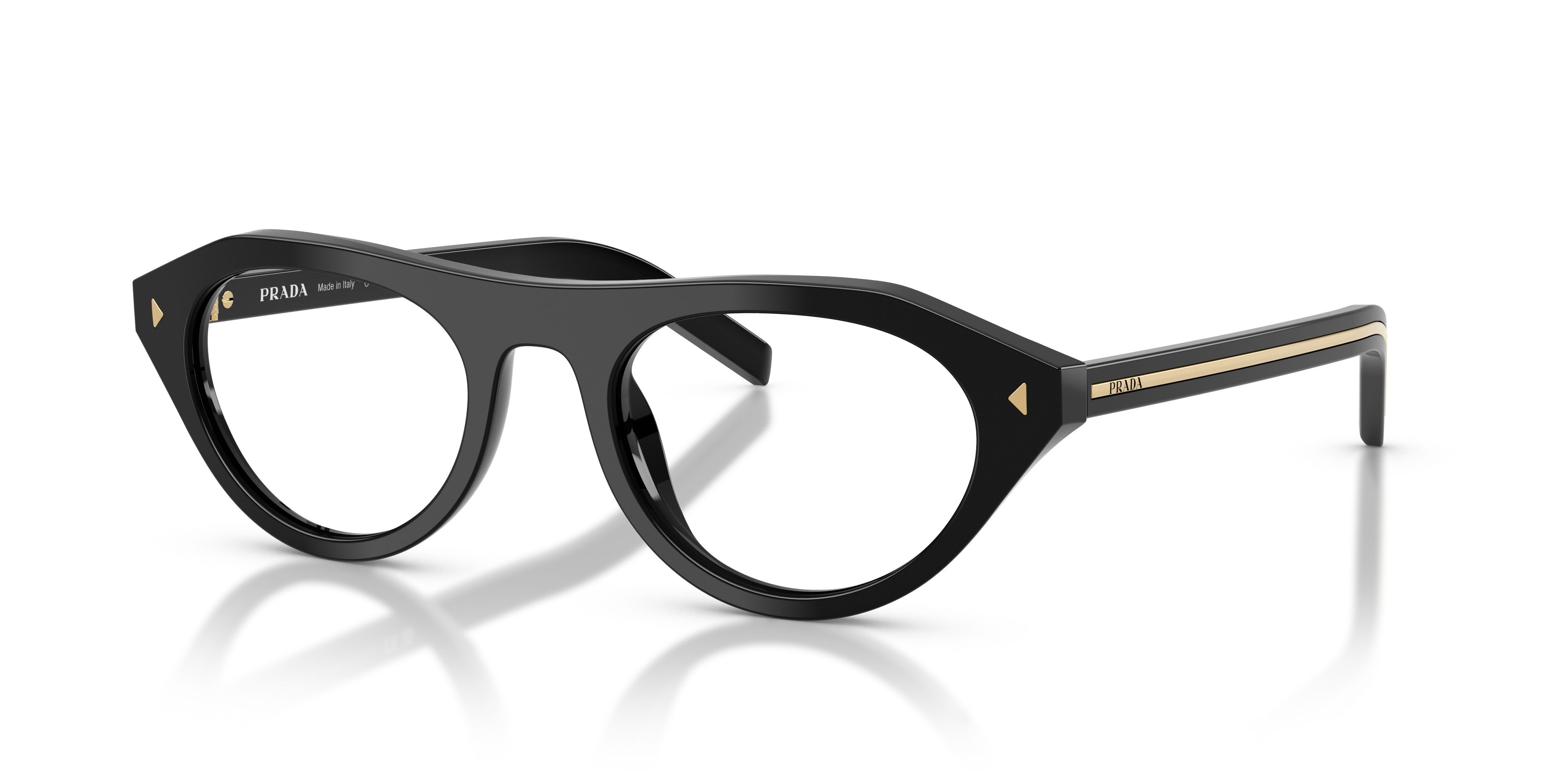Sunglasses Prada PR B15S (16K60K) color nero shape irregular lenses filtro per luce blu-viola