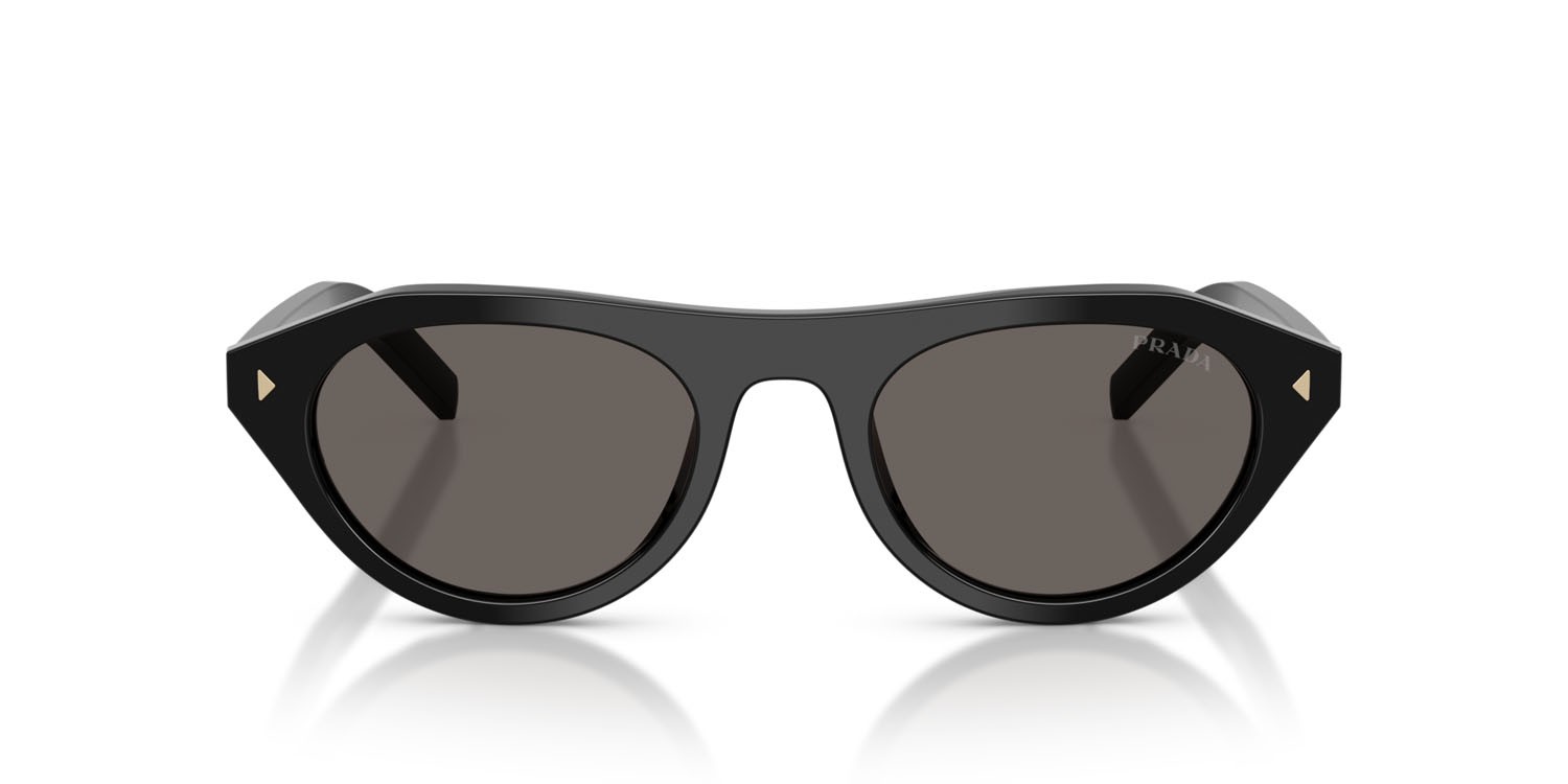 Sunglasses Prada PR B15S (16K731) color nero shape irregular lenses grigio scuro
