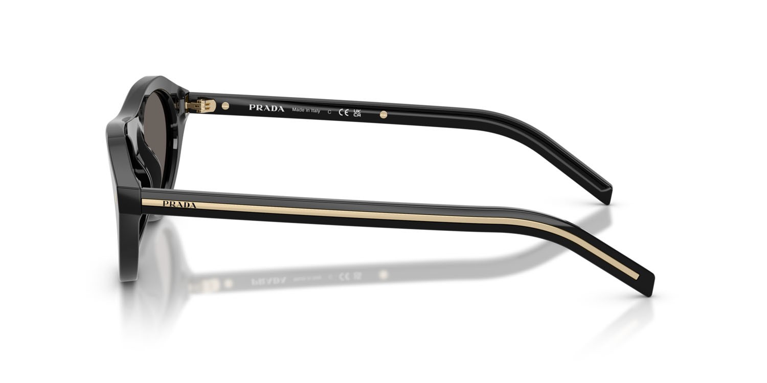 Sunglasses Prada PR B15S (16K731) color nero shape irregular lenses grigio scuro