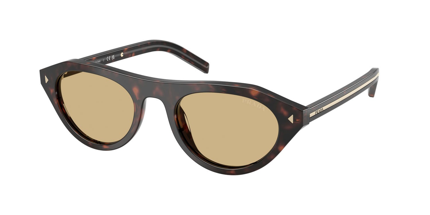 Sunglasses Prada PR B15S (17N70R) color root tartarugato shape irregular lenses marrone chiaro