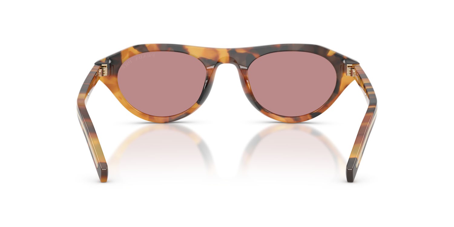 Sunglasses Prada PR B15S (29C05Z) color tortoise cannella shape irregular lenses rosa scuro polarizzato