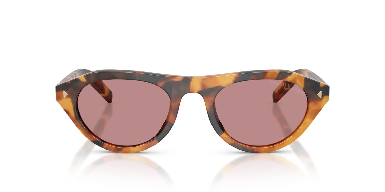 Sunglasses Prada PR B15S (29C05Z) color tortoise cannella shape irregular lenses rosa scuro polarizzato