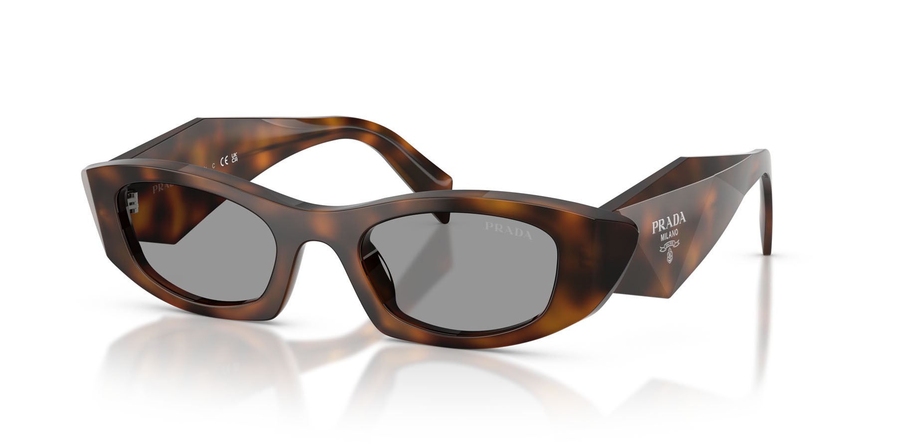 Occhiali da sole Prada PR B16S (20D50Q) colore juniper tartarugato forma ovale lenti grigio