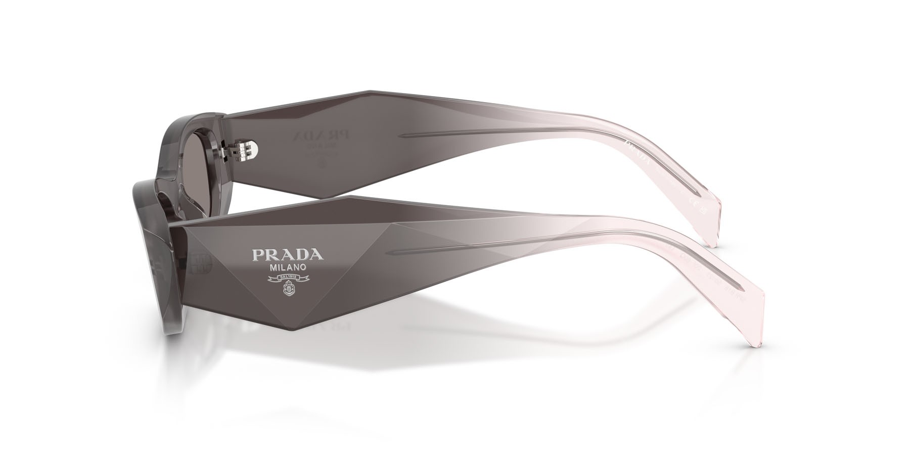 Sunglasses Prada PR B16S (20F80Q) color grigio shape oval lenses grigio scuro