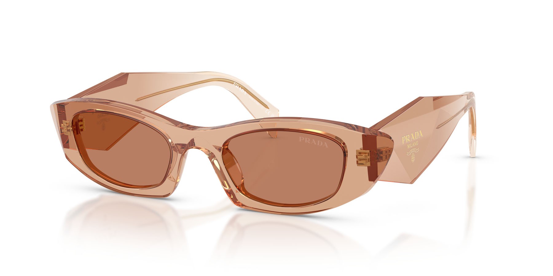 Occhiali da sole Prada PR B16S (28E90Q) colore cioccolato forma ovale lenti marrone