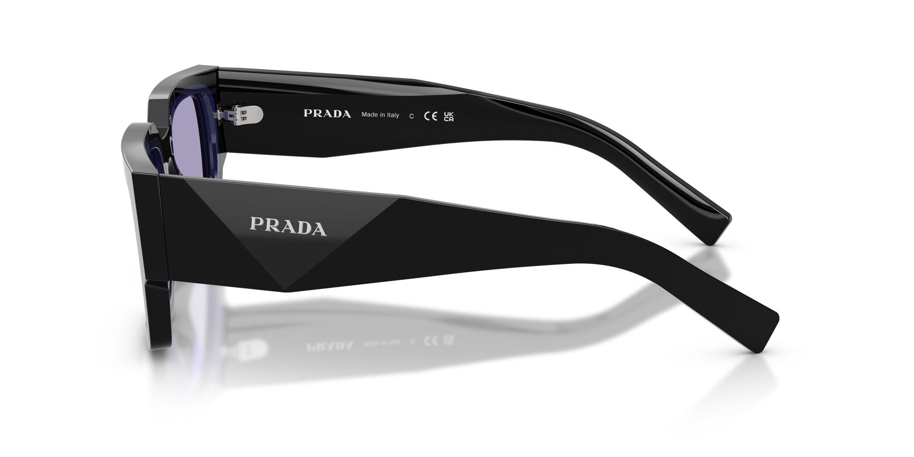 Occhiali da sole Prada PR B17S (16K01O) colore nero/violetto forma rettangolare lenti viola