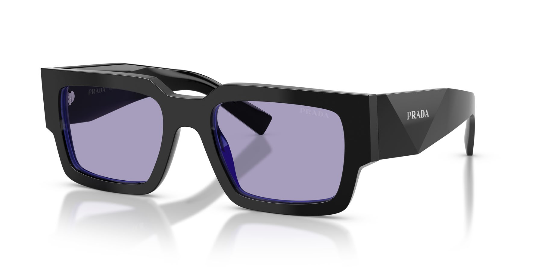 Occhiali da sole Prada PR B17S (16K01O) colore nero/violetto forma rettangolare lenti viola