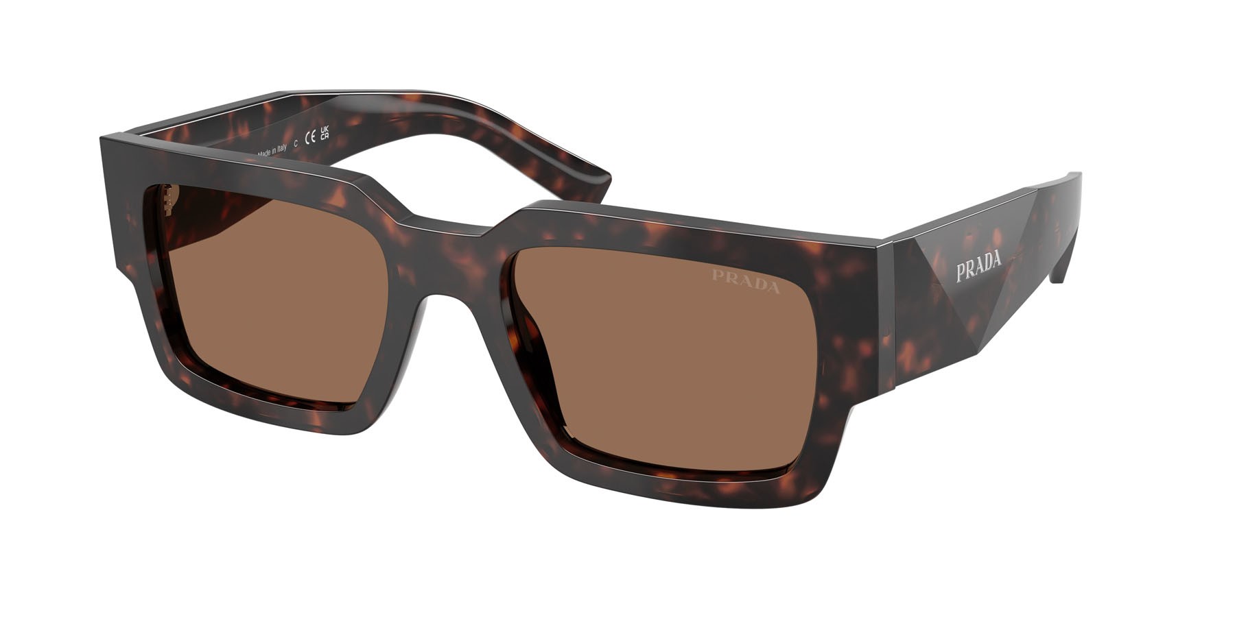Occhiali da sole Prada PR B17S (17N06B) colore root tartarugato forma rettangolare lenti marrone scuro