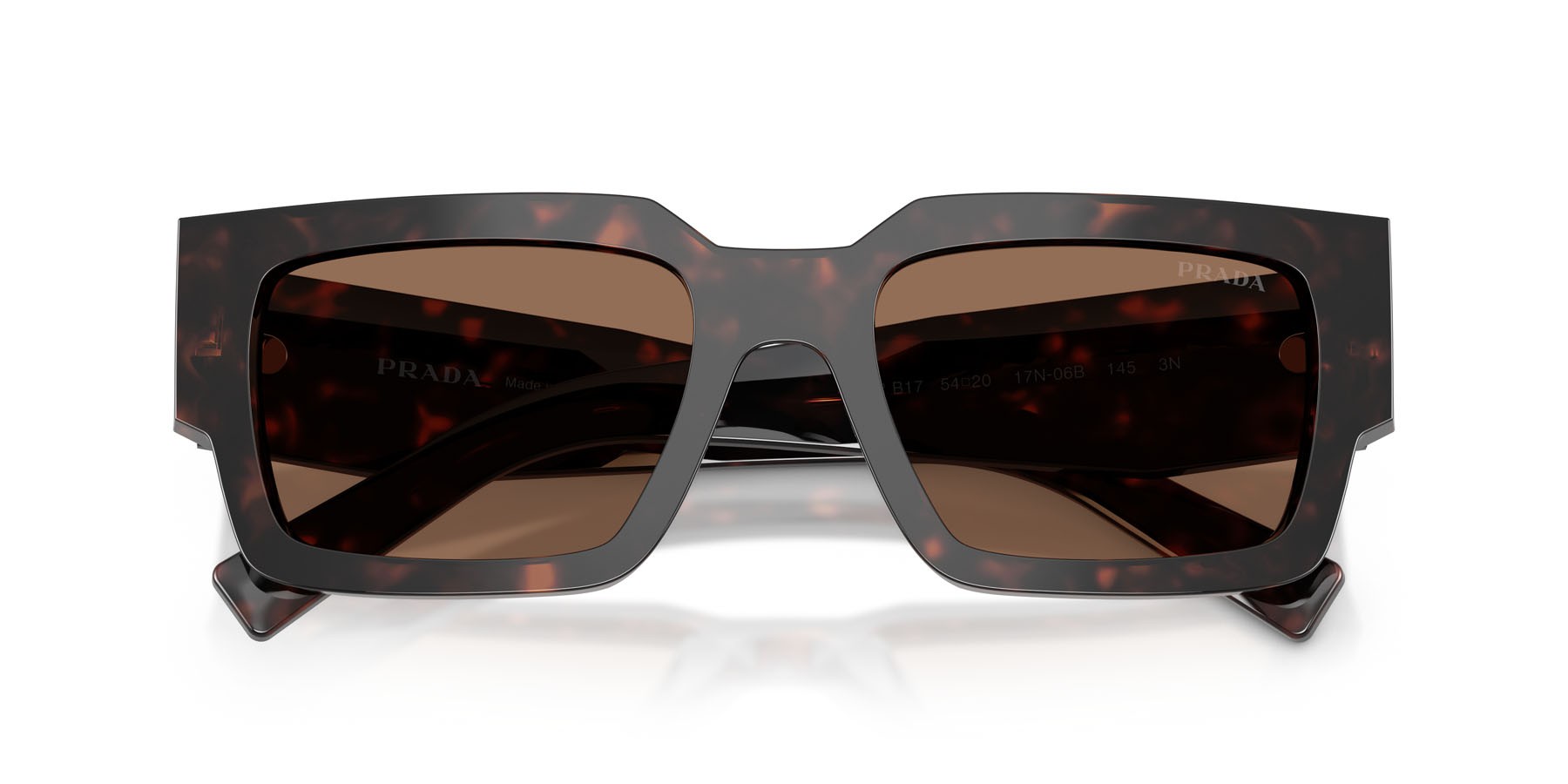 Occhiali da sole Prada PR B17S (17N06B) colore root tartarugato forma rettangolare lenti marrone scuro