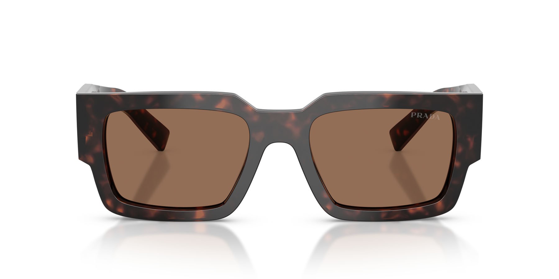 Occhiali da sole Prada PR B17S (17N06B) colore root tartarugato forma rettangolare lenti marrone scuro