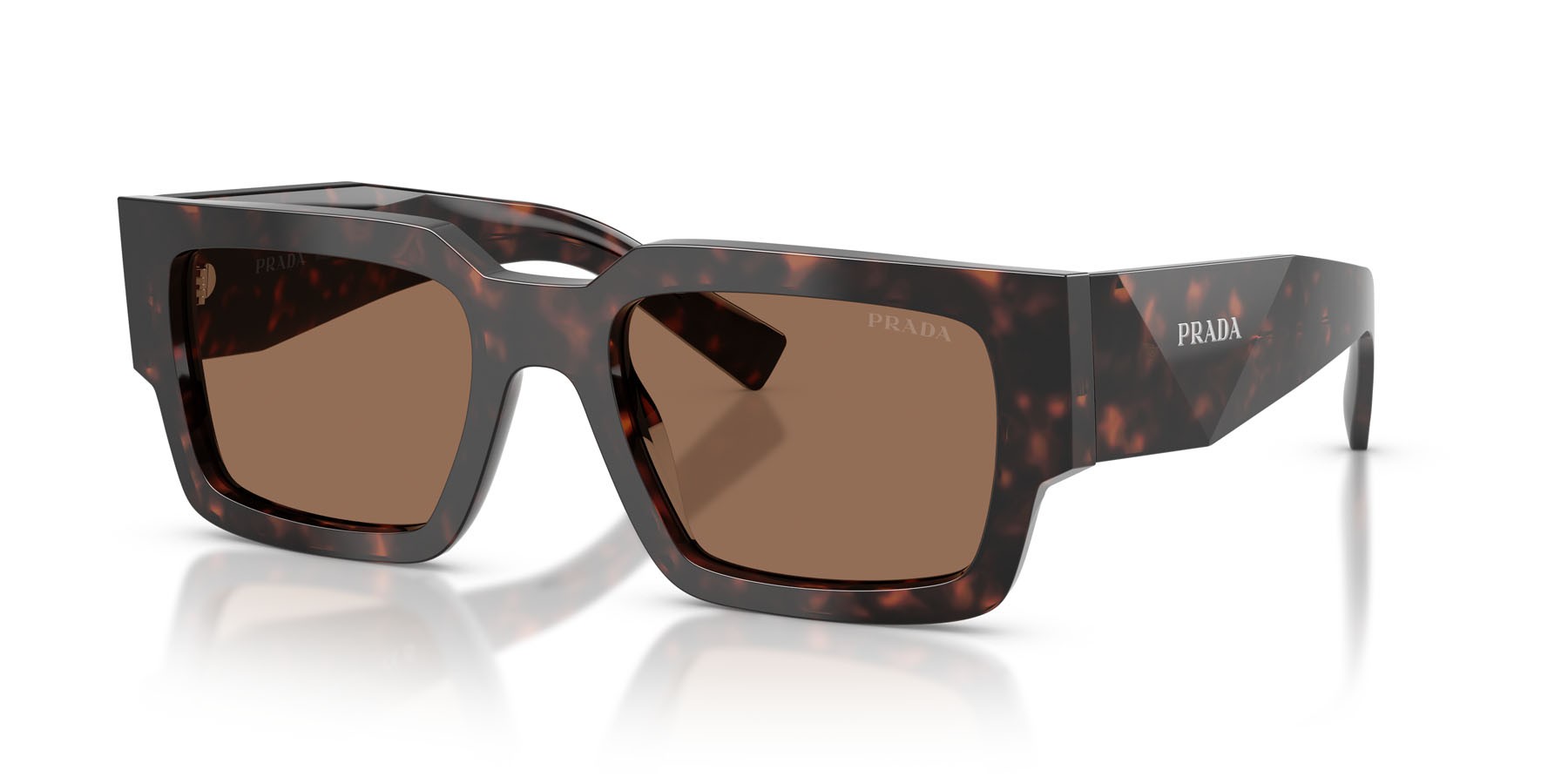 Occhiali da sole Prada PR B17S (17N06B) colore root tartarugato forma rettangolare lenti marrone scuro