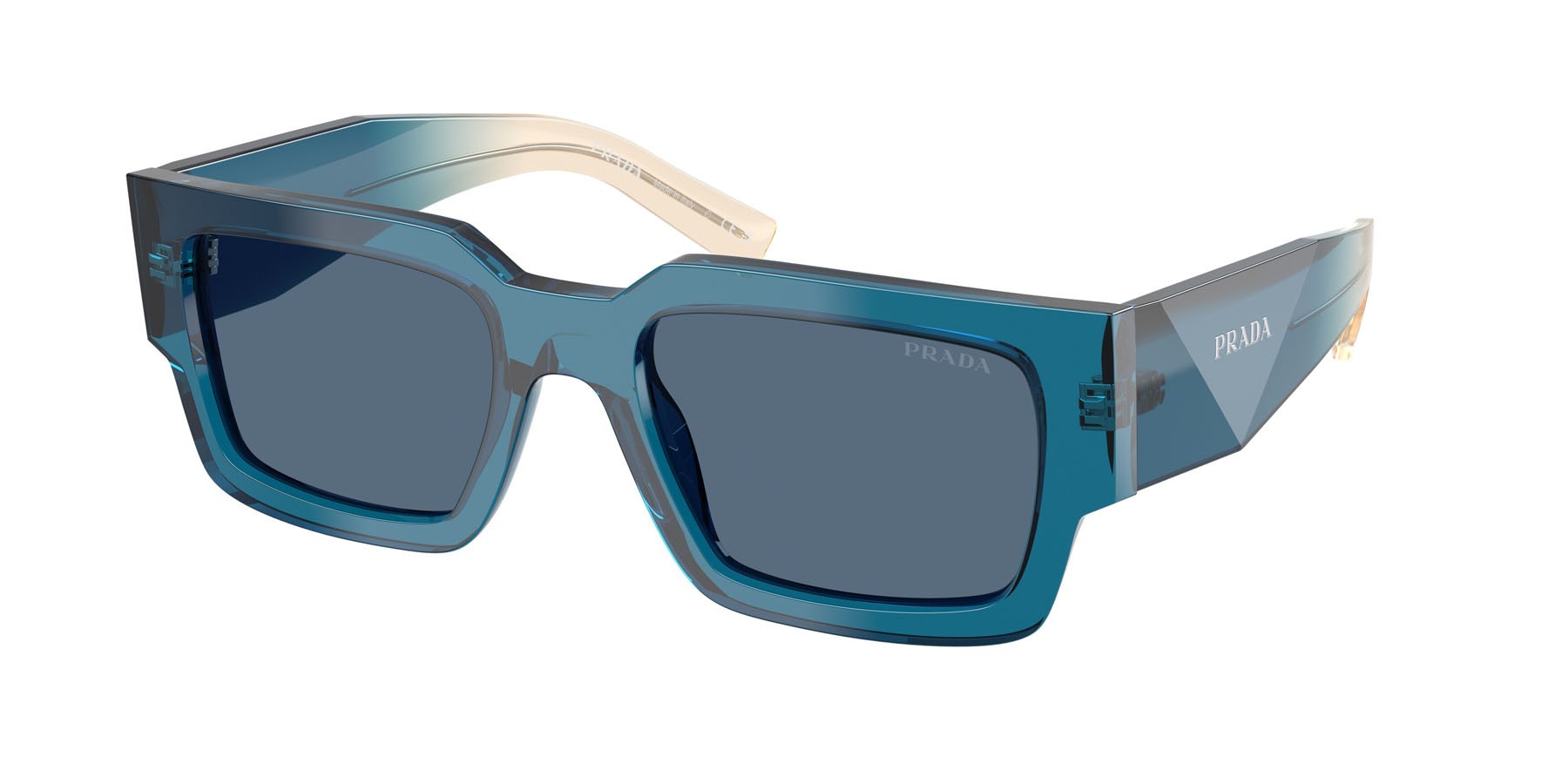 Sunglasses Prada PR B17S (24F80S) color blu shape rectangle lenses blu scuro