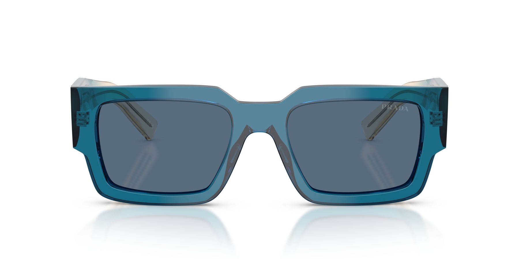 Sunglasses Prada PR B17S (24F80S) color blu shape rectangle lenses blu scuro