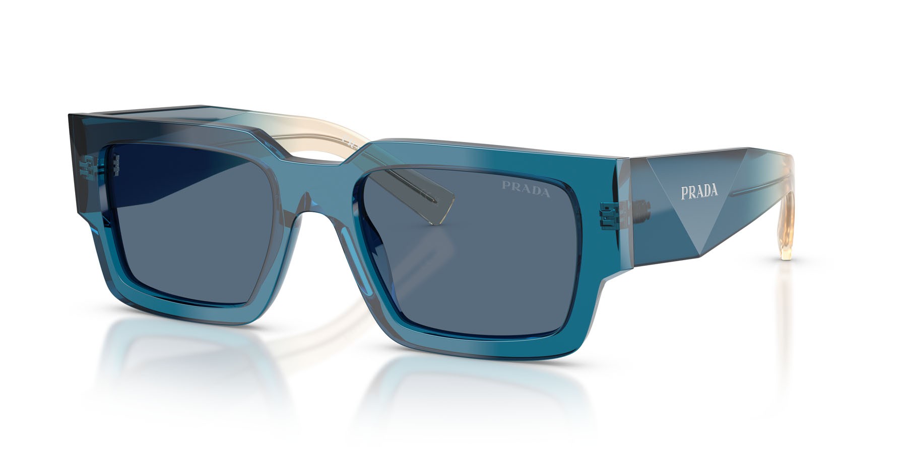 Sunglasses Prada PR B17S (24F80S) color blu shape rectangle lenses blu scuro