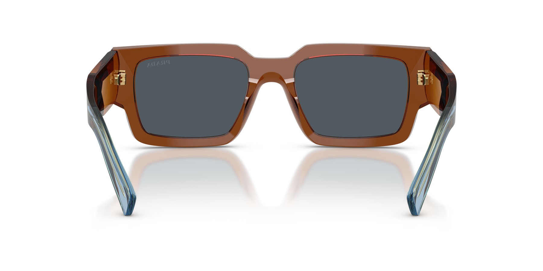 Occhiali da sole Prada PR B17S (25F70B) colore cioccolato forma rettangolare lenti grigio scuro
