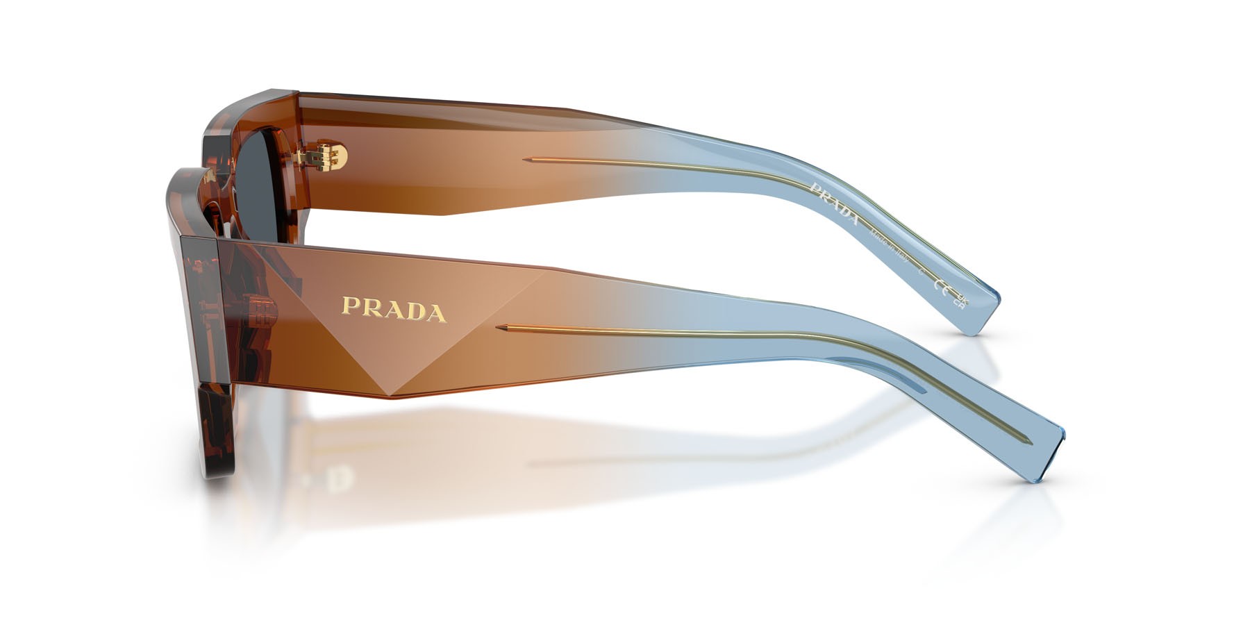 Occhiali da sole Prada PR B17S (25F70B) colore cioccolato forma rettangolare lenti grigio scuro