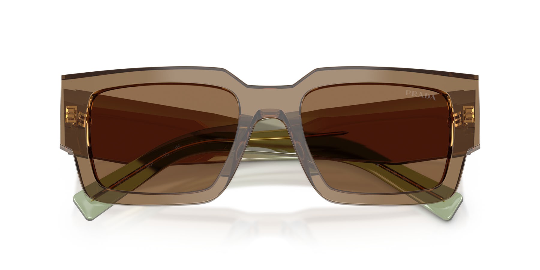 Occhiali da sole Prada PR B17S (29E90F) colore terra forma rettangolare lenti marrone chiaro