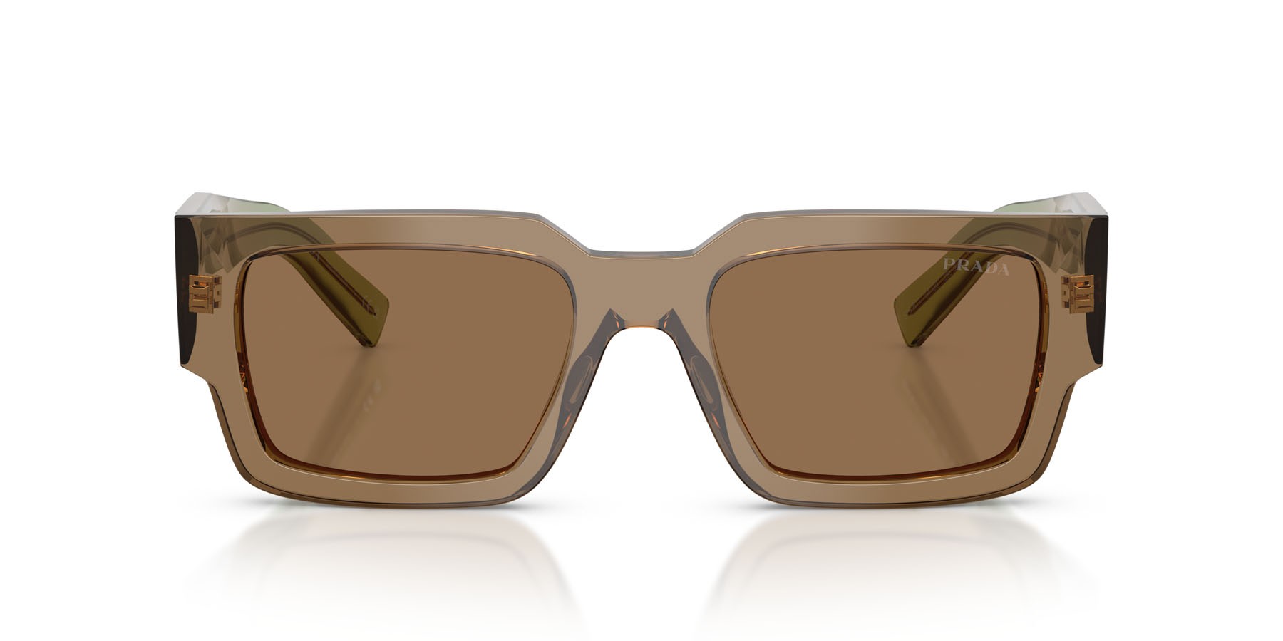 Occhiali da sole Prada PR B17S (29E90F) colore terra forma rettangolare lenti marrone chiaro