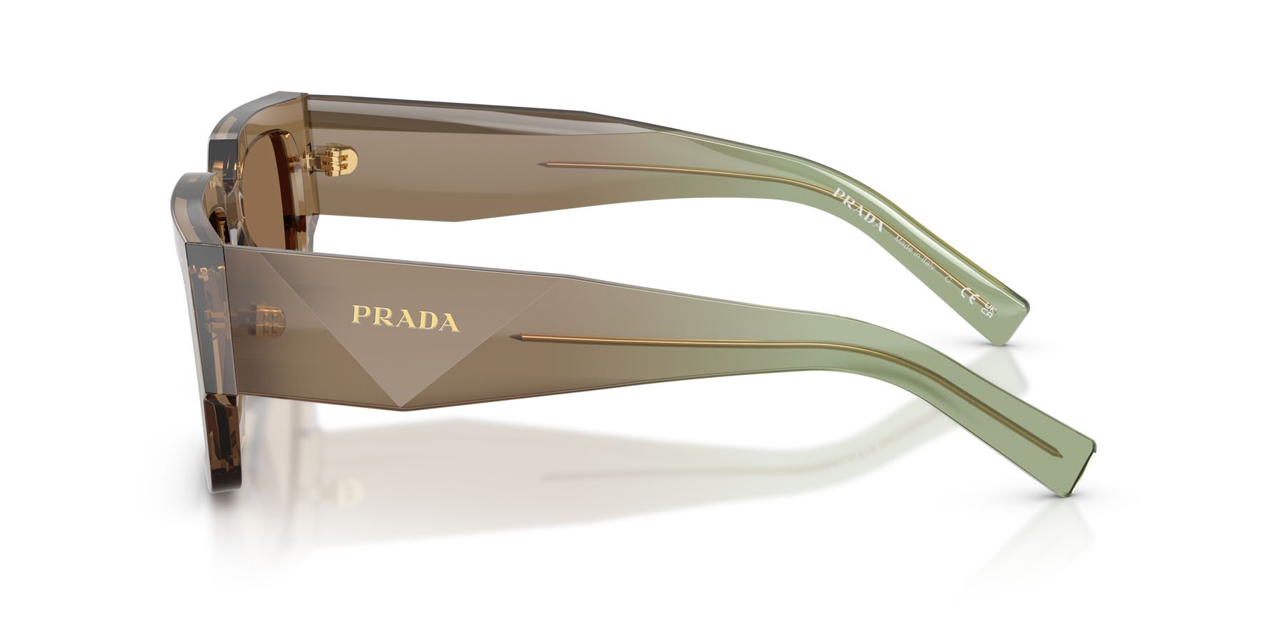Occhiali da sole Prada PR B17S (29E90F) colore terra forma rettangolare lenti marrone chiaro