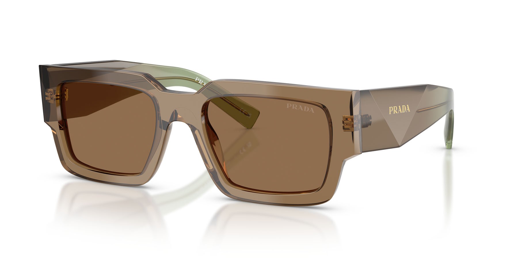 Occhiali da sole Prada PR B17S (29E90F) colore terra forma rettangolare lenti marrone chiaro
