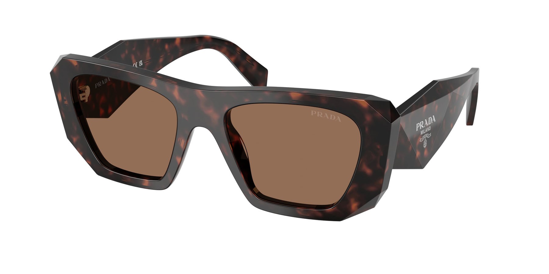 Sunglasses Prada PR B18S (17N06B) color root tartarugato shape square lenses marrone scuro