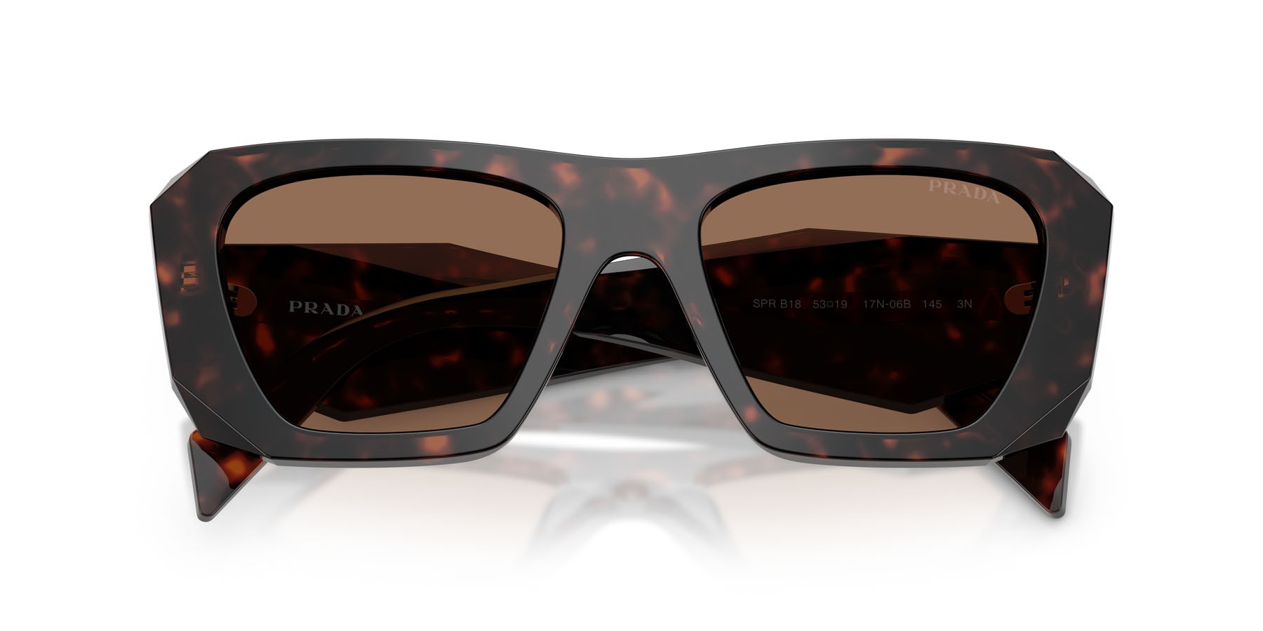 Sunglasses Prada PR B18S (17N06B) color root tartarugato shape square lenses marrone scuro
