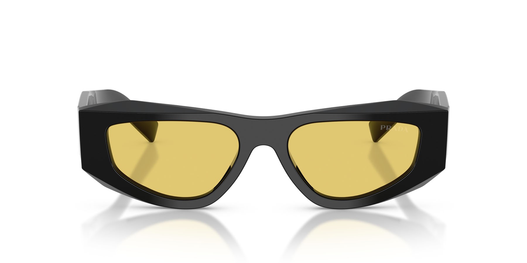 Occhiali da sole Prada PR B19S (16K455) colore nero forma quadrato lenti giallo